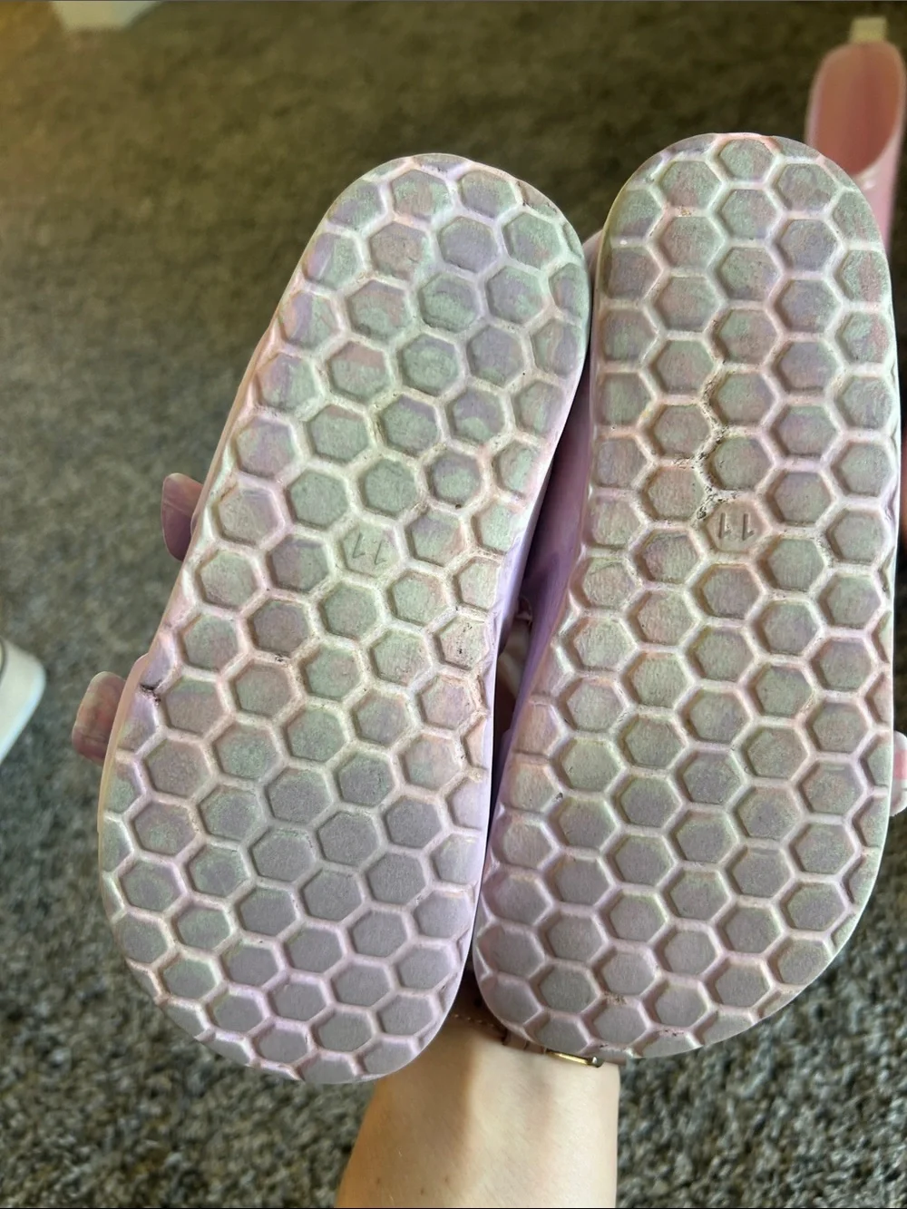 3 pairs girls shoes. Sandals size 11, heels and boots size 12